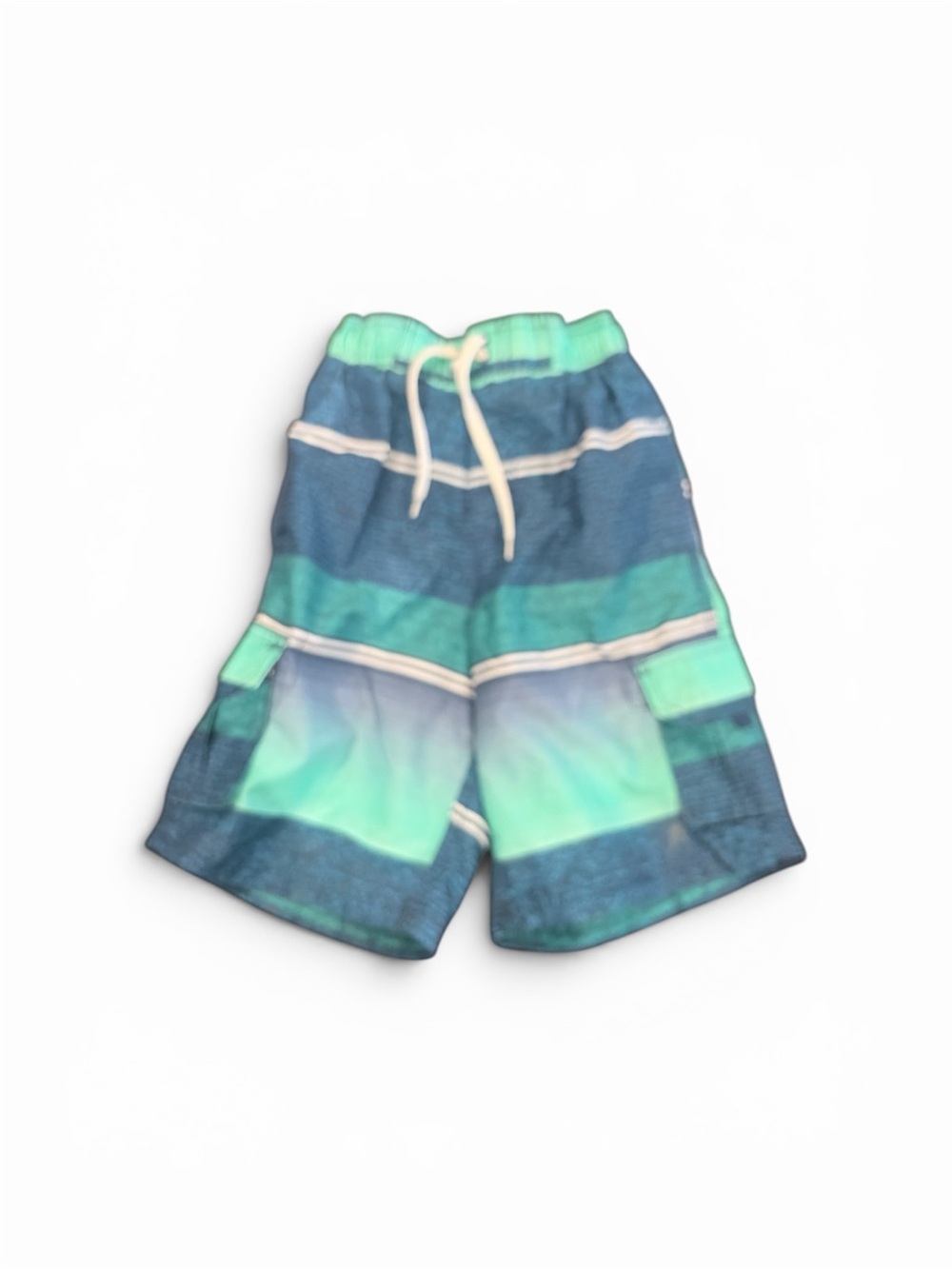 Kanu Surf Teal and Blue Striped Cargo Swim Trunks size 8